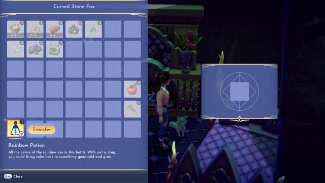 The Rainbow Potion in the players inventory. 