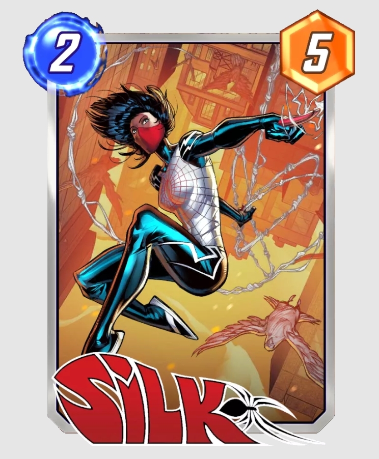 An image of the Marvel Snap card, Silk.