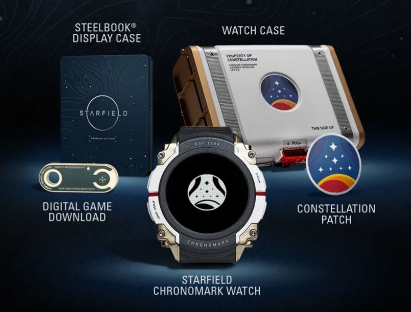 An image of what's included in the Starfield Constellation Edition.
