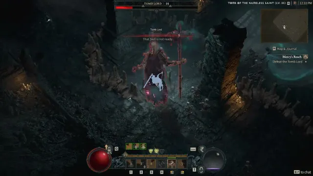 The Tomb Lord fighting a player in Diablo 4.