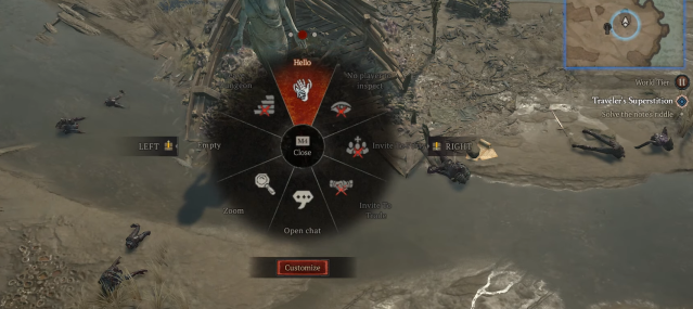 Image of the emote wheel in Diablo 4.