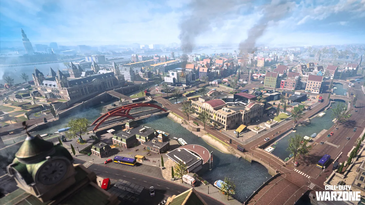 An overhead view of Warzone's new map, Vondel, coming in season four.