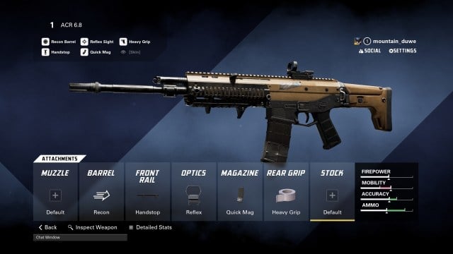 A screenshot of the best ACR build in XDefiant.