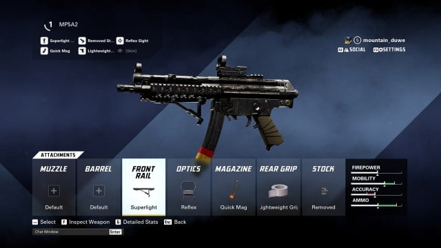 A screenshot of the best MP5A2 loadout in XDefiant.
