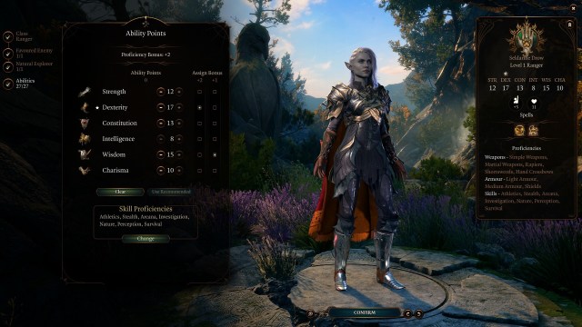 Baldur's Gate 3 character abilities screen