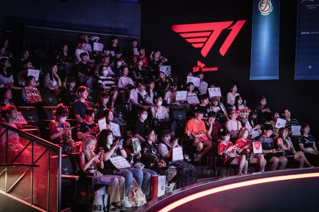 Fans cheer for T1 in the 2023 LCK Summer Split