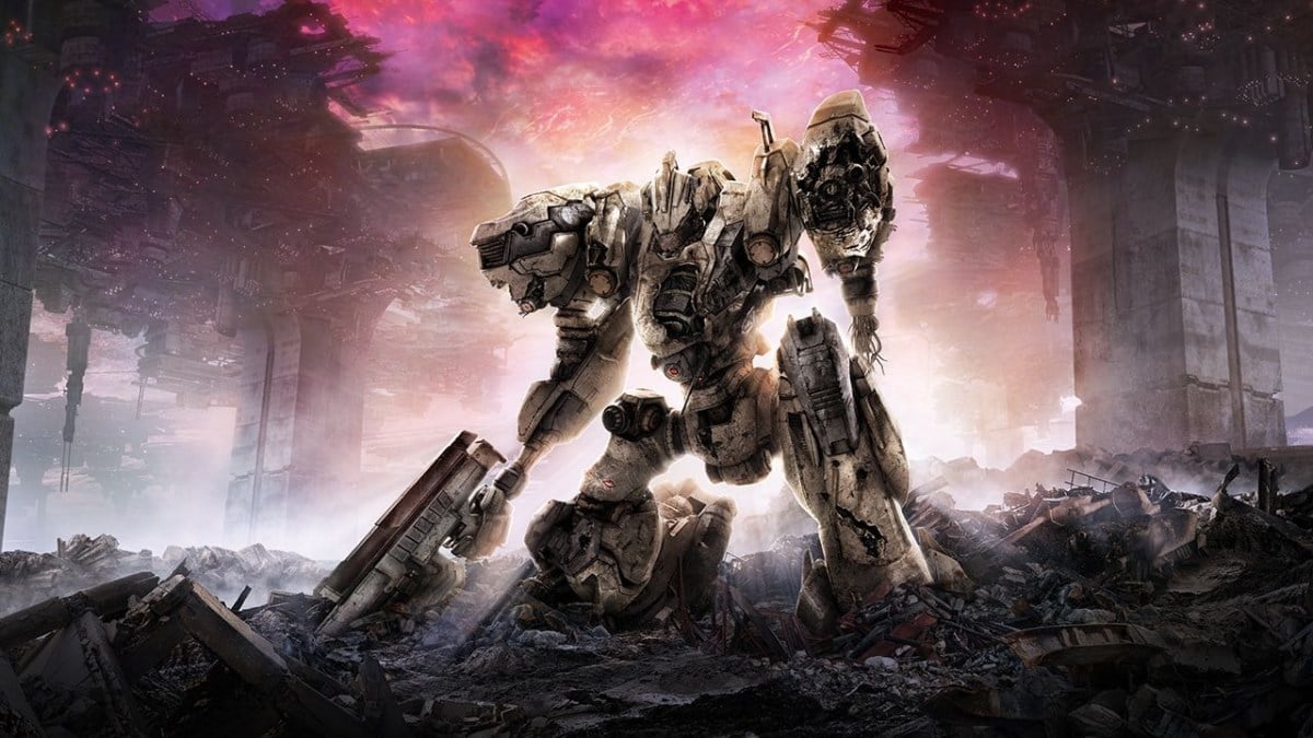 Armored Core 6 concept art of a mech in the middle of a field