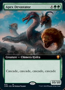 Image of Hydra attacking through Apex Devastator Commander Legends MTG card