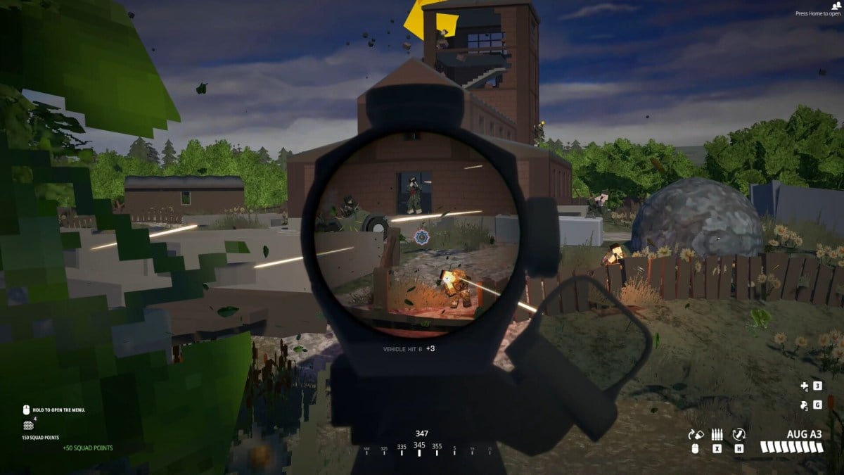 An in-game screenshot of a player looking down a scope in BattleBit Remastered