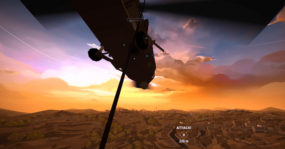 BattleBit Remastered dropping into Sandy Sunsets by helicopter