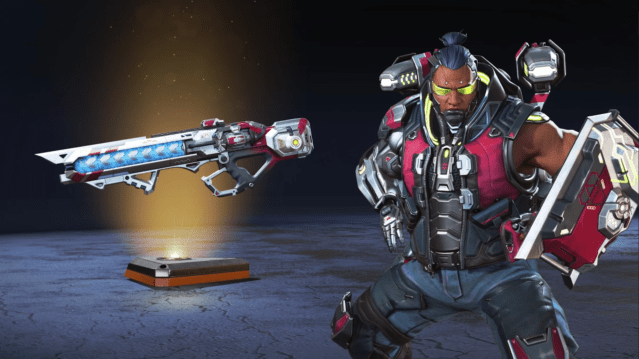 Gibraltar is wearing black and red in his Neon Collection skin in Apex Legends.