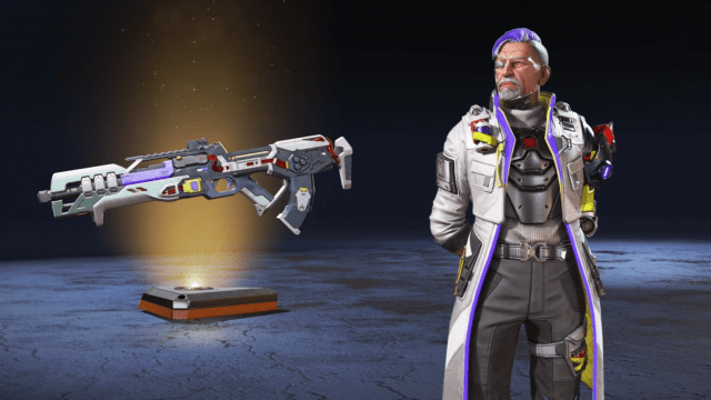 Apex Legends character Ballistic has a cool white skin in the Neon Collection.