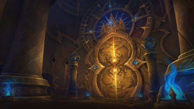 The doors to the Bronze Temple/ loading screen for the Dawn of the Infinite