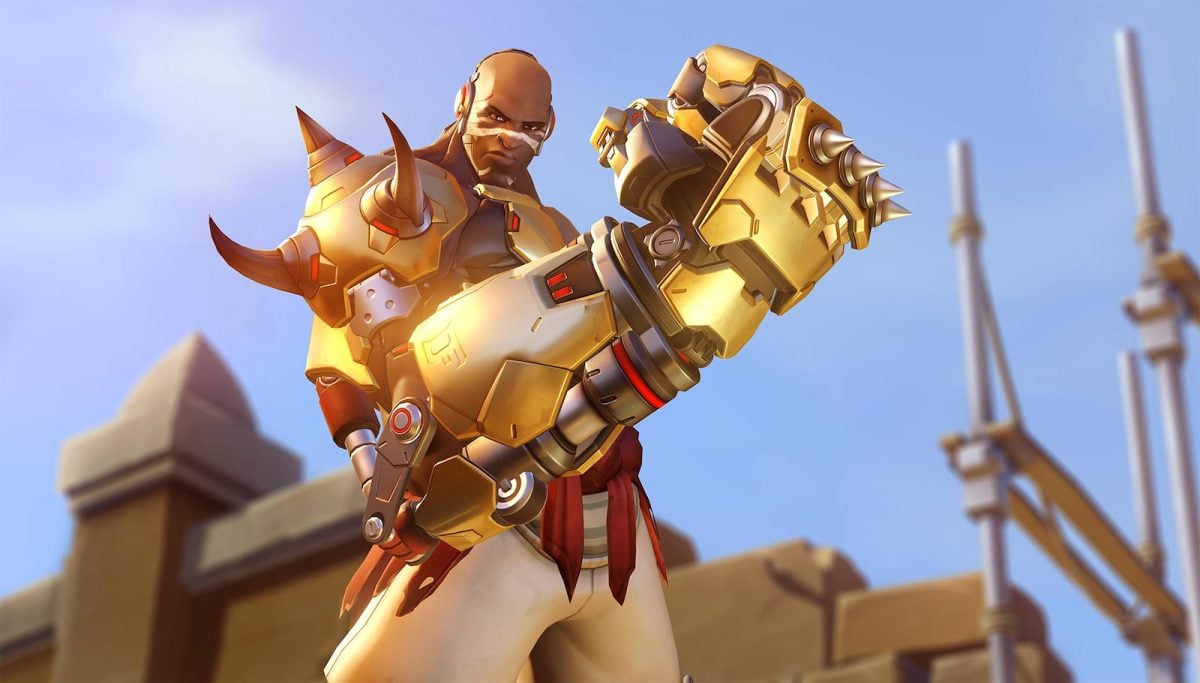 Doomfist with a gold hand in Overwatch 2