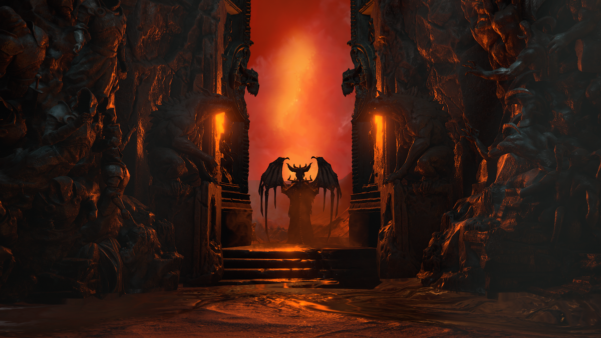 Lilith entering the realm of Hell in Diablo 4