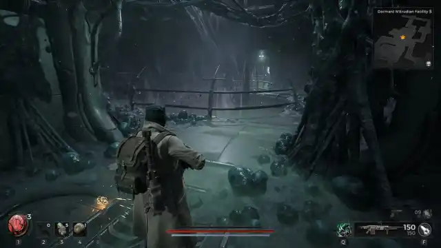 The first enemy spawn area in Dormant N'Erudian Facility.
