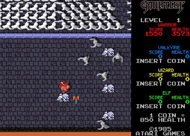 A screenshot from the arcade version of Gauntlet