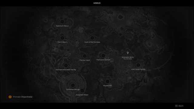 In-game overview map of N'Erud in Remnant 2