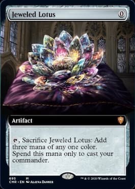 Image of multicolored lotus through Jeweled Lotus Commander Legends MTG card