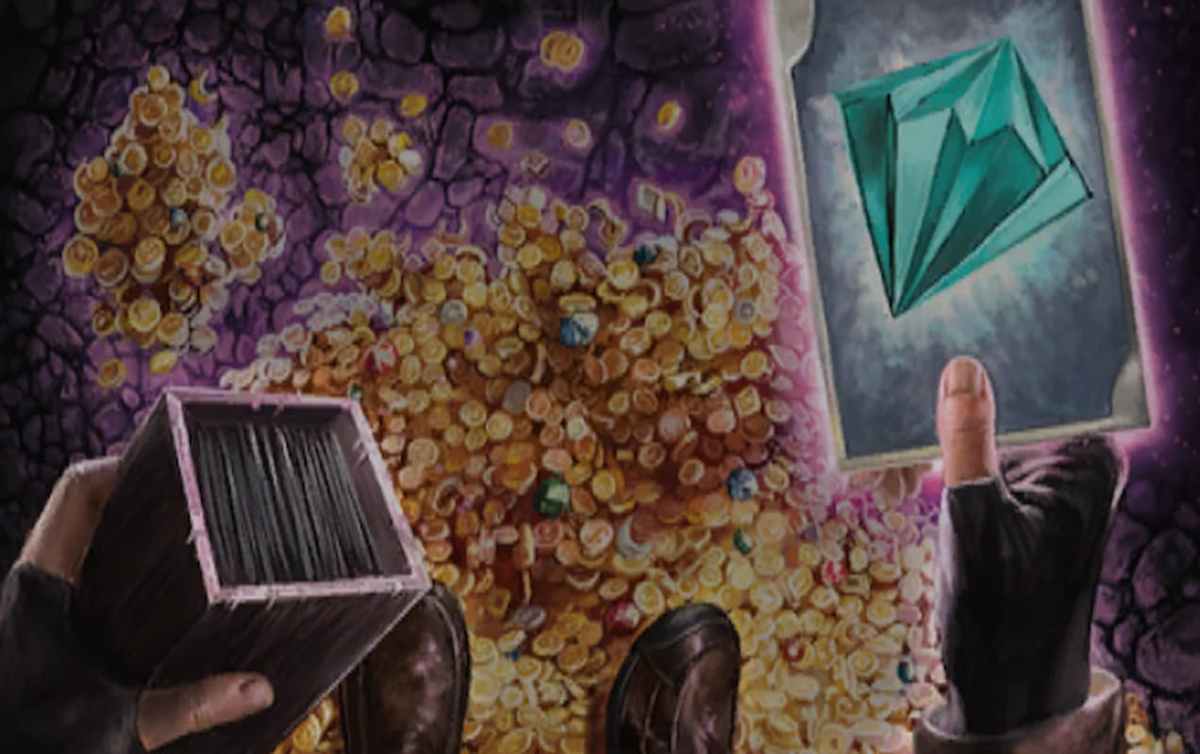 Image of hand holding gem on card for MTG Arena Daily Deals