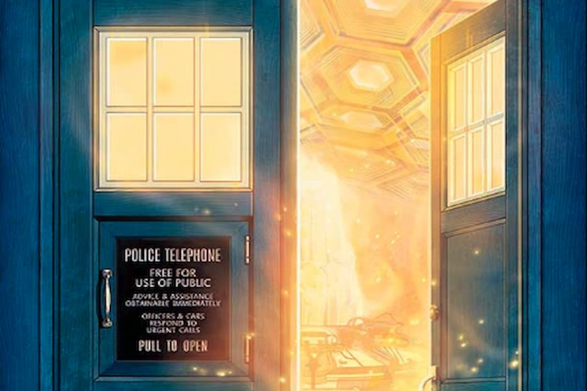 Image of the TARDIS with one door open from MTG Doctor Who Universes Beyond Commander set