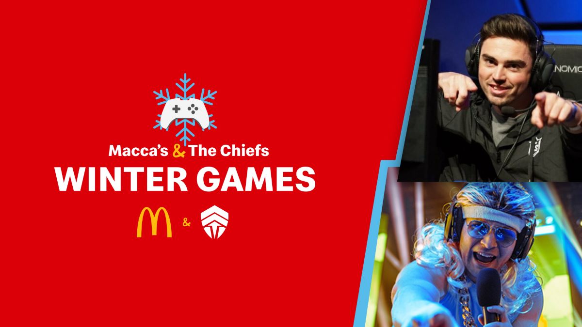 Midbeast and JackoGFreak appear alongside the Maccas The Chiefs Winter Games logo
