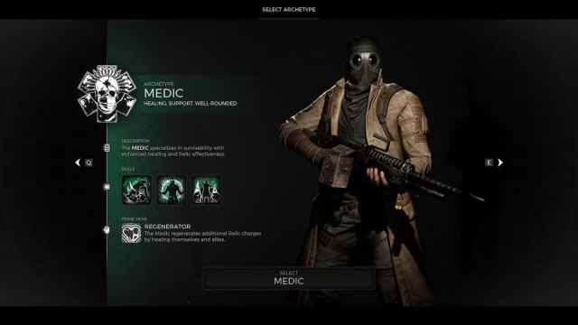 A screenshot of the Medic Class in Remnant 2.