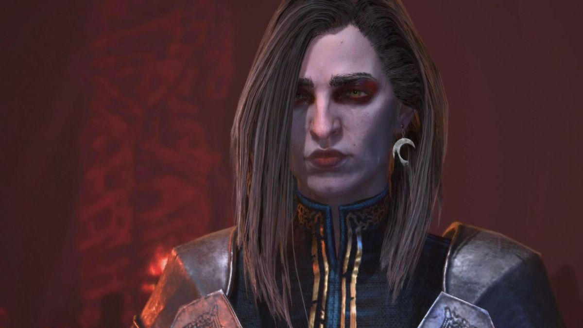 The face of a Necromancer in Diablo 4