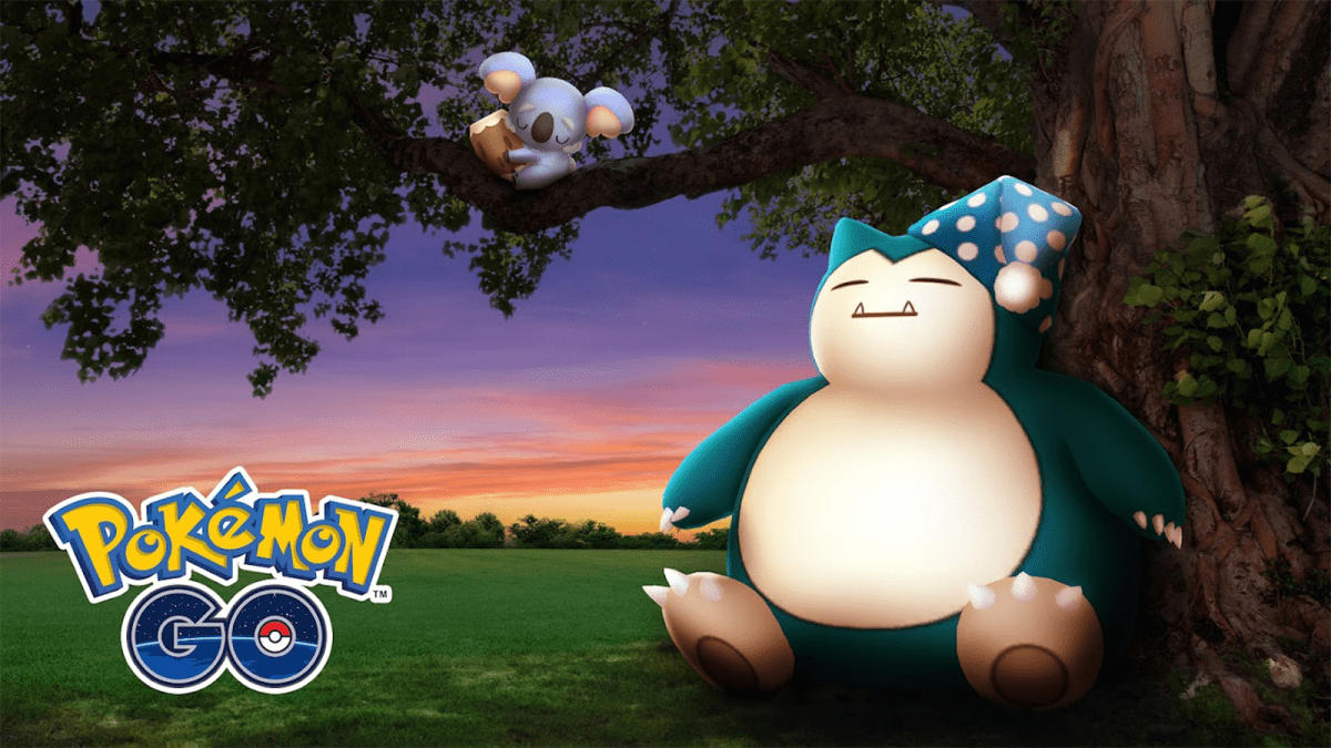 Snorlax and Komala relaxing in Pokemon Go.