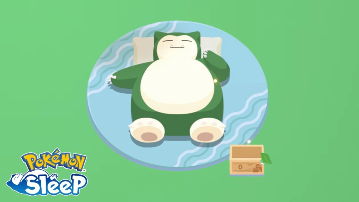 A green Snorlax sleeping in Pokémon Sleep.