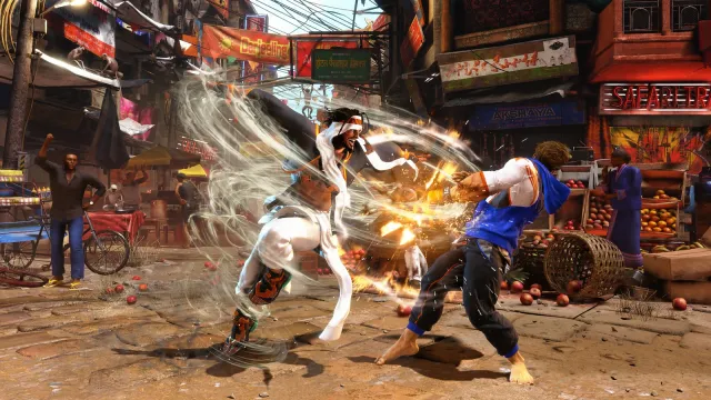 Rashid hitting Luke with a combo in Street Fighter 6.