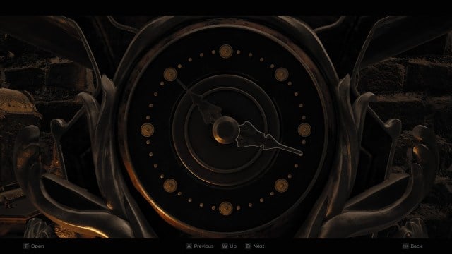 A screenshot of the wall clock in Lemark District, Losomn, in Remant 2, with hands pointed to 7:13.