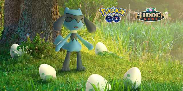 Riolu and Eggs featured in a promo image for Pokemon Go.