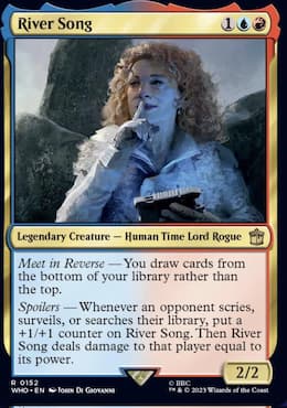 Image of River Song companion with finger over mouth in Doctor Who Commander MTG set