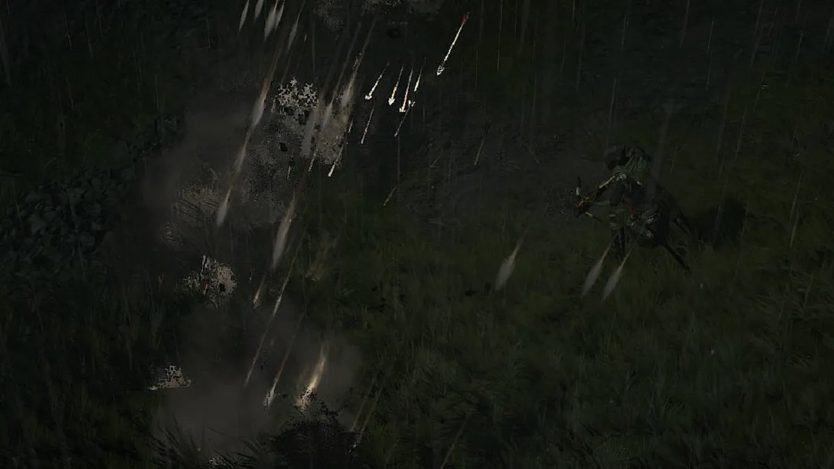 An image of the Rogue casting Rain of Arrows in Diablo 4.