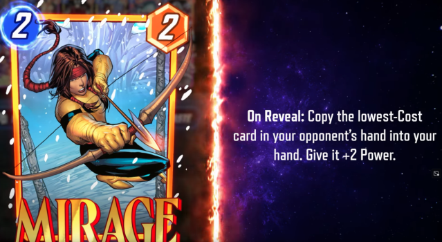 Mirage card, posing with her bow and arrow 