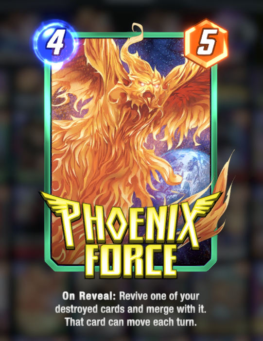 Phoenix Force card, flying outside the Earth