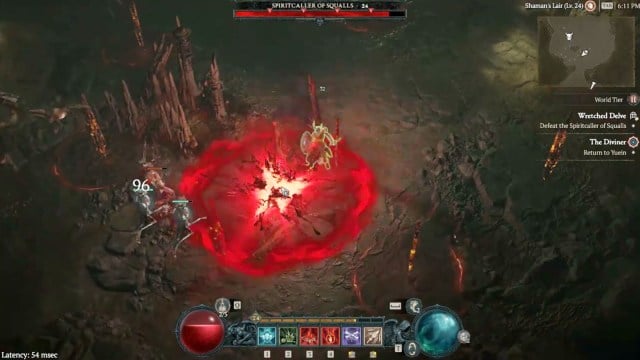 The Spiritcaller Of Squalls attacking a Diablo 4 character.
