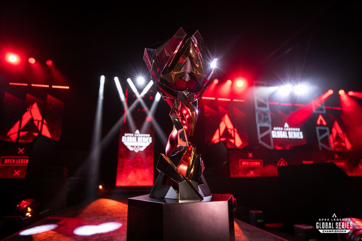 The ALGS Championship trophy on the main stage.