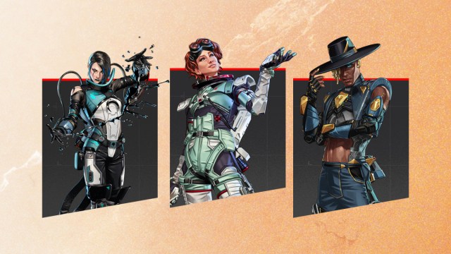 Three legends—Catalyst, Horizon, and Seer—pose from Apex Legends.