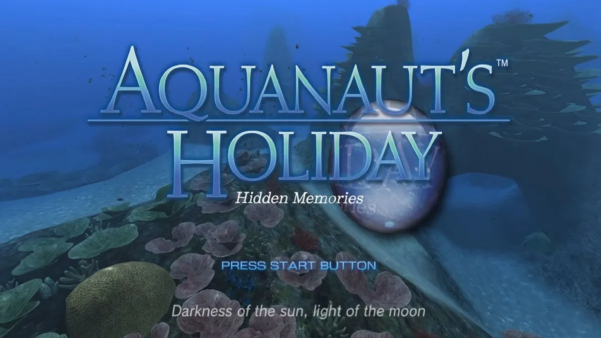 An image of the start screen in Aquanaut's Holiday: Hidden Memories.