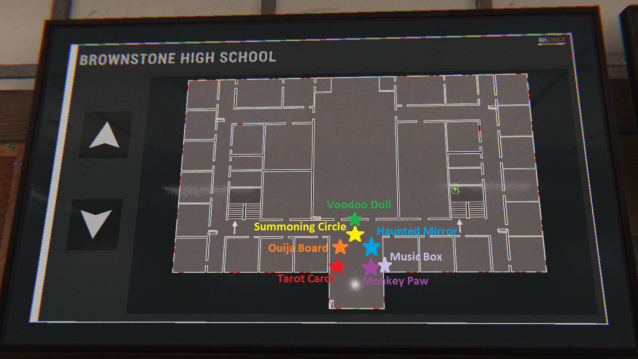 A map of the main floor of Brownstone High School. 