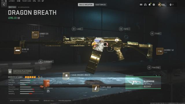 Image featuring dragon's breath KV Broadside loadout for Call of Duty DMZ