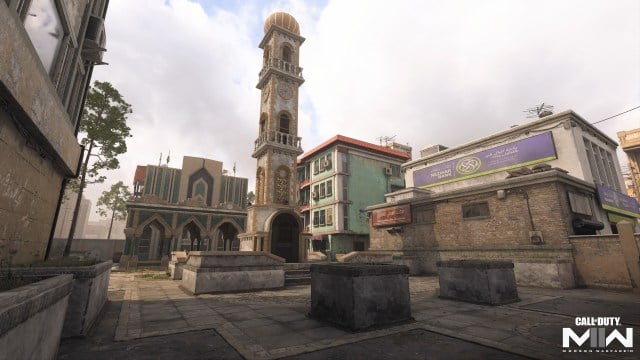 A screenshot of the CoD 4 map Strike, remade in MW2.
