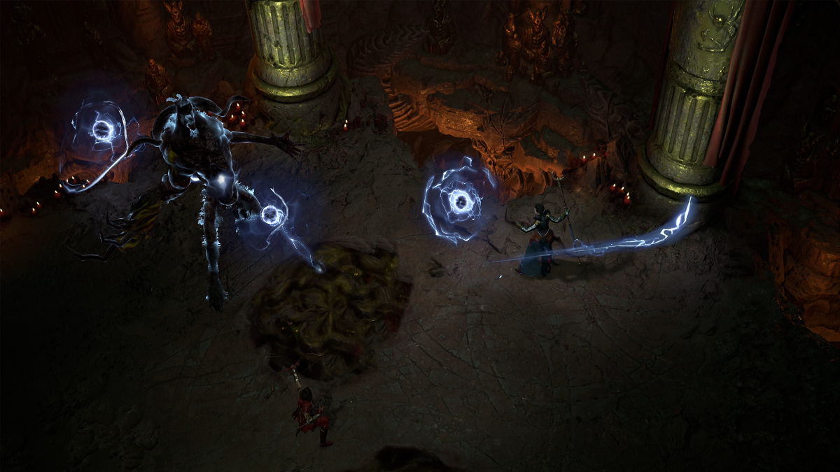 An image of the Sorcerer using the Ball Lightning skill in Diablo 4.