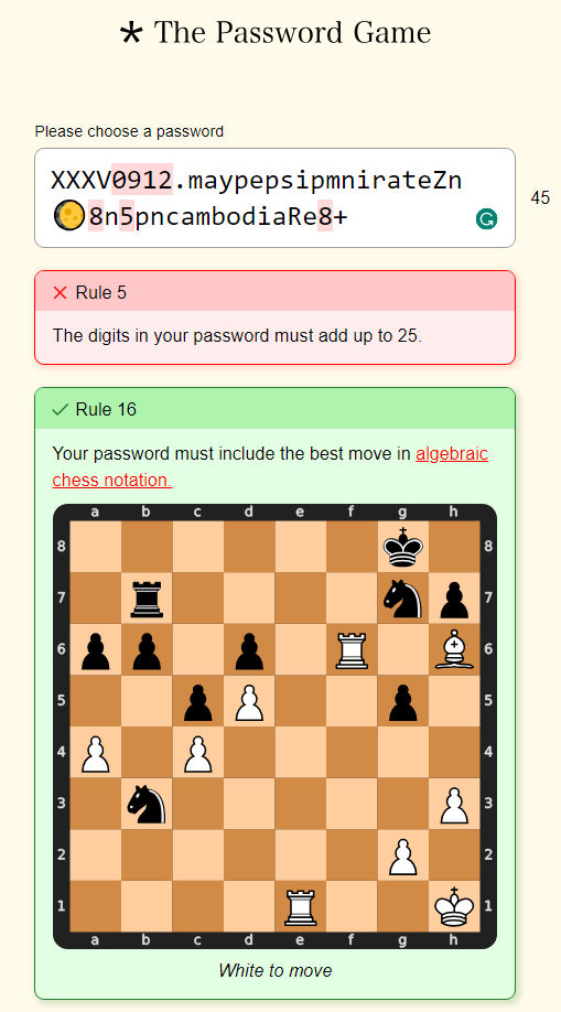 How to beat The Password Game Rule 16 What is Algebraic Chess notation