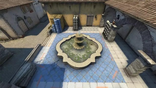 B site on the map inferno in CS:GO, seen from above.