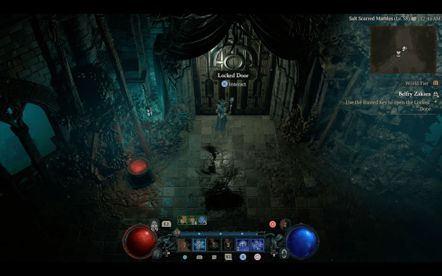 The locked door found in the Belfry Zakara dungeon in Diablo 4.