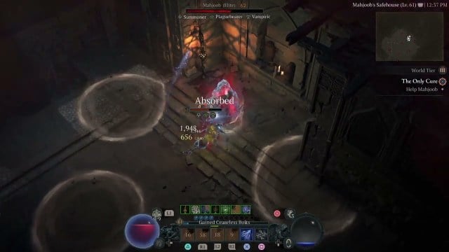 A Diablo 4 player attacking Mahjoob after he transformed.