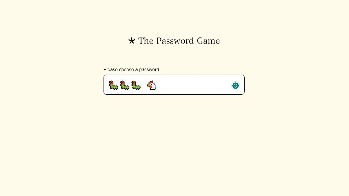 A screenshot of a web browser window, with three worms and a chicken emoji entered in.